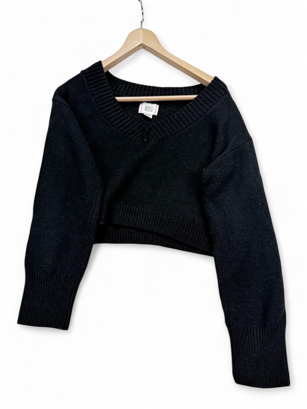 BDG Cropped V-Neck Sweater - Women's XS Black